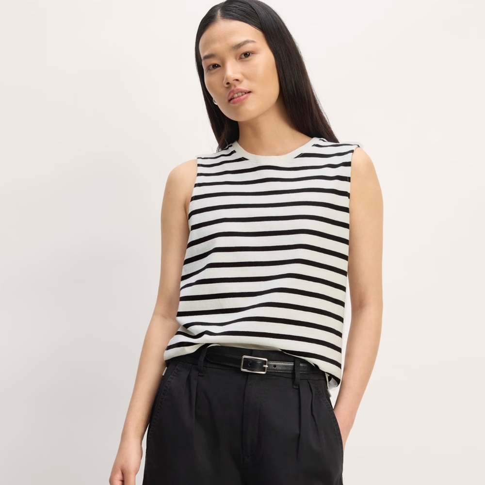 Black and White Striped Sleeveless Top